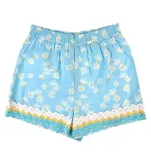 Light Blue Flower Print Ricrac Shorts Size XXL NWT