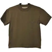 Essentials x Fear of God Olive Green Cropped Baby Tee Shirt LN Size XS‎