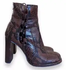 Free People Marietta Snake Heeled Ankle Booties Size 37