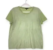 Alberto Makali sage green linen blend shirt sleeve top front cutouts size M