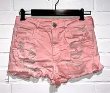 American Eagle Outfitters Pink Distressed Denim Shorts Size 6