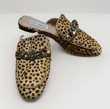 Steve Madden calf hair animal print mules slides 