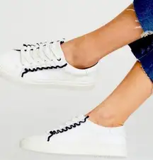 Tory Burch Sport Ruffle Sneaker White Navy Casual Athleisure Low-Top Leather 8