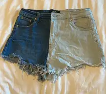Akira Two Tone Cutoff High Waist Jean Shorts Size XL