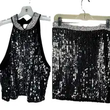 Haute Monde Sequin Rhinestone Skirt Set‎