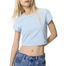 Uniqlo AIRism Soft Cropped T-Shirt Blue NWT Large