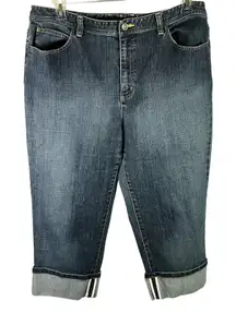 Talbots Women's Blue Denim Capri Jeans Size‎ 18 Cuff Crop Stretch Casual