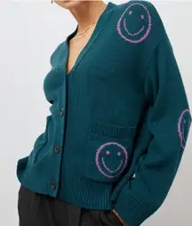 Rails Reese Intarsia Cardigan Wool Cotton Smiley Face Forest Smilies Small