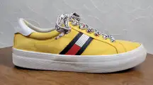 Tommy‎ Hilfiger Womens Fantim Sneakers 7.5 Yellow Canvas Lace Up Casual Shoes