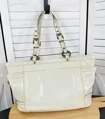 Coach  Gallery Patent Leather Satchel Shoulder Bag Cream A0873-11500