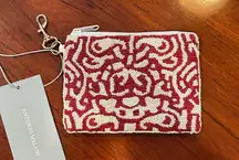 ANTONIO MELANI Red and White Beaded Patterned Pouch
