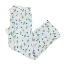 J. Crew Cactus Christmas Tree Lights Holiday White Flannel Pajama Bottom Pants M