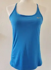 Nike  Dri-Fit Womens Solid Blue Athletic Tank Top Small Razor Back Strappy