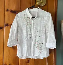 Embroidered Floral Eyelet Blouse