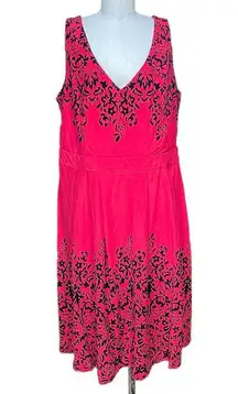 City Chic Red & Black Filigree Print Sleeveless Fit & Flare Dress Plus Size 18