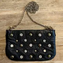 Alexis Hudson Black Leather Studded Mini Crossbody Bag