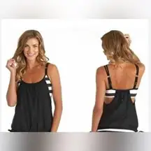 Next Synchrony Black/ Gray Stripe Tankini