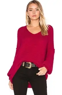 Free People All Mine Slouchy Alpaca Blend Sweater Raspberry Pink Large Oversized