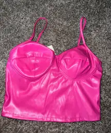 Pink Faux Leather Cami Top