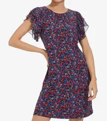 Tommy Hilfiger Floral Ruffle Sleeve Mini Dress Sz 6P Classic Patriotic‎ American