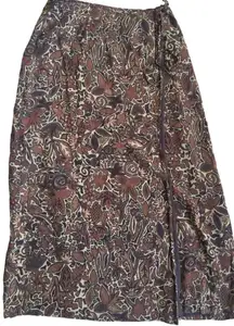 Sport Y2K Rayon Brown Floral Wrap Skirt 14