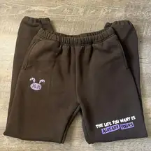 The Mayfair Group Time To Start Manifesting Brown Sweat Pants Size S/M