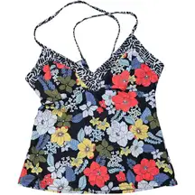 Jessica Simpson Forget Me Not Ruched Front Tankini Swim Top‎ L NWT