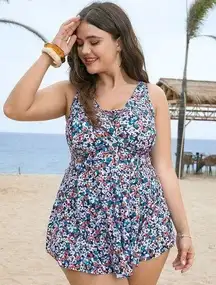 Size 26 • 4x • BloomChic • Ditsy Floral Wrap Crisscross Swim Dress