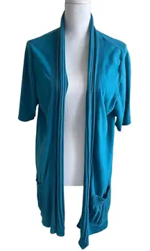 Lane Bryant Women Tunic Cardigan‎ Sweater 18/20 Teal Open Front Casual Office