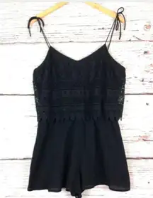 Topshop Black Layered Embroidered Romper Sz 10