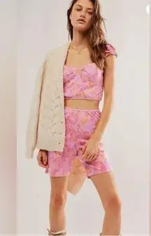 Free People Crop Top and Bike Shorts Floral 2-piece Matching Set size medium nwt