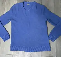 J‎ crew factory light blue chunky crewneck cotton knit sweater size large
