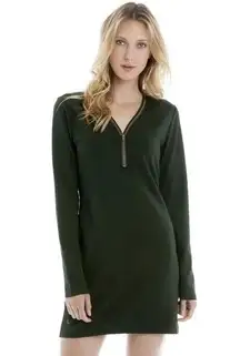 Lole Babe Green Knit Zipper Detail Sporty Dress Size L