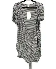 Seven7 Top Women's Size 2X Wrap Black White Striped NEW