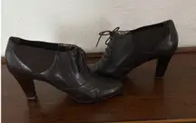 Andrew Geller Mary Jane Brown Leather Upper 8 M 3” Heel Lace Up Ankle Boots