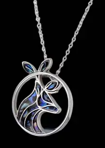 Abalone Deer Sterling Silver Necklace