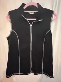 Quacker Factory Black Zip Up Sleeveless Vest Top Size L