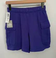 Aritzia TNA XS NEW Cozy Fleece Cargo Shorts Electric Purple Comfy Lounge
