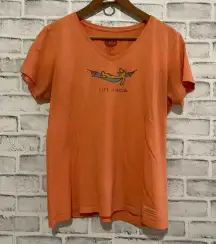 Women’s Life is Good Orange colored dog hammock short sleeve t-shirt Medium