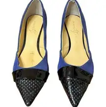 Ivanka Trump Blue Suede and Black toe Heels