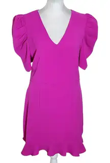 TCEC Fuchsia Pink Mini Dress with Ruffle Hem Size Large Wedding Guest Dress