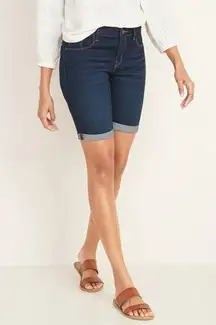 J Brand Jean Short Long Bermuda Size 26 5 Pocket Belted Mid Rise Stretch