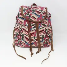 American Eagle Woven Aztec Backpack Leather Trim