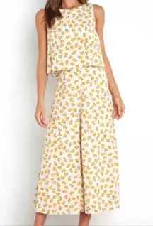 MVN The Label Riley Floral Orange Jumpsuit Vacation Summer Resort Beach Garden