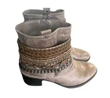 Carlos Santana Cole Grey Chain embellished Ankle Booties Size 9