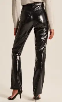 A&F Curve Love 90s Straight Ultra High Rise Blue Leather Pants