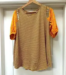 Reborn J striped cold shoulder top size size XXL