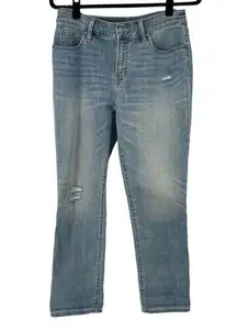 Chico’s So Slimming Girlfriend Slim Leg Crop Slightly Distressed Jeans