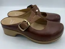 Dansko Britney Leather Clog Tan Oiled Brown size 37 fall winter comfort minimal