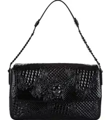 Versace Black Vanitas Medusa Patent Leather Shoulder Bag